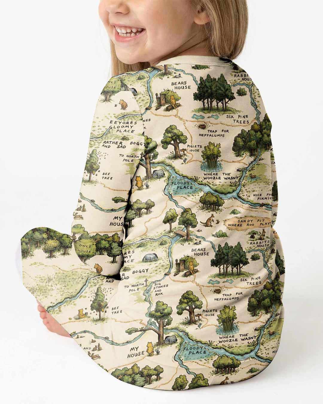 Classic Bear Maps Bamboo Two Piece Long Sleeve Pajama Set