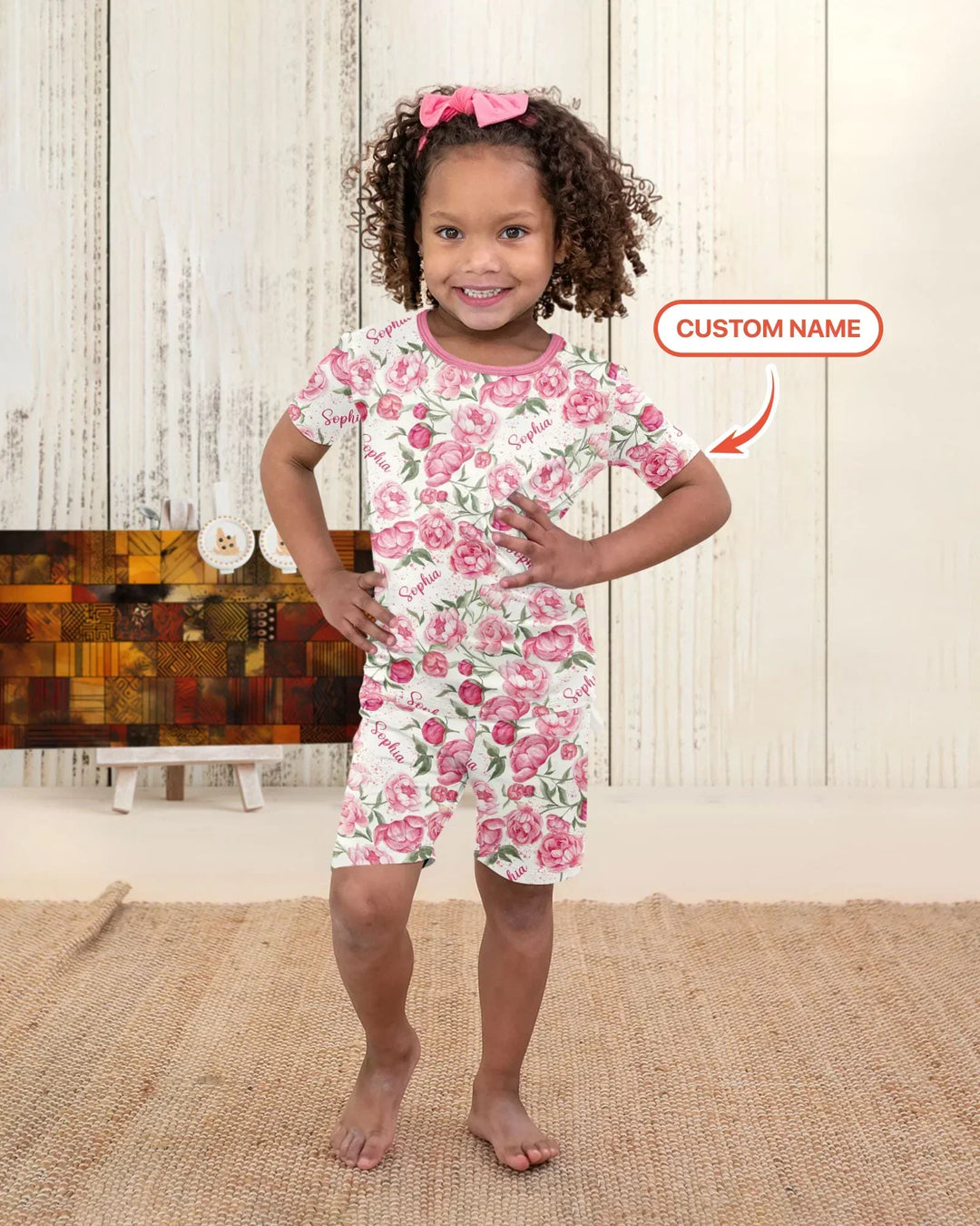 Zweiteiliges Pyjama-Set mit kurzen Ärmeln und Shorts im Sommer-Design