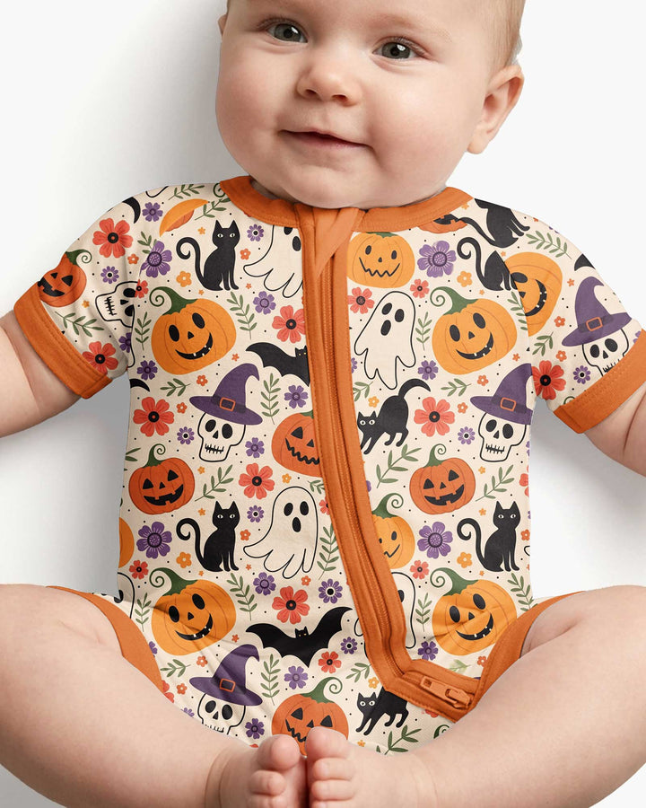 Spooky Halloween Floral Delight Bamboo Shorty Zippy