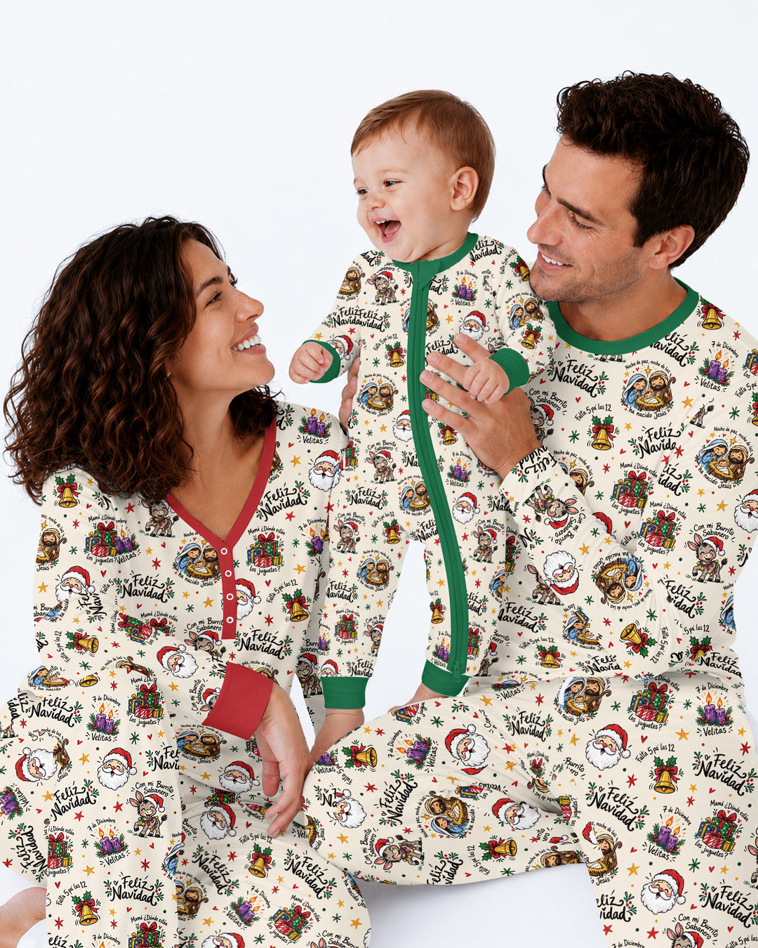 Whimsical Feliz Navidad Christmas Bamboo Men's Pajama Set