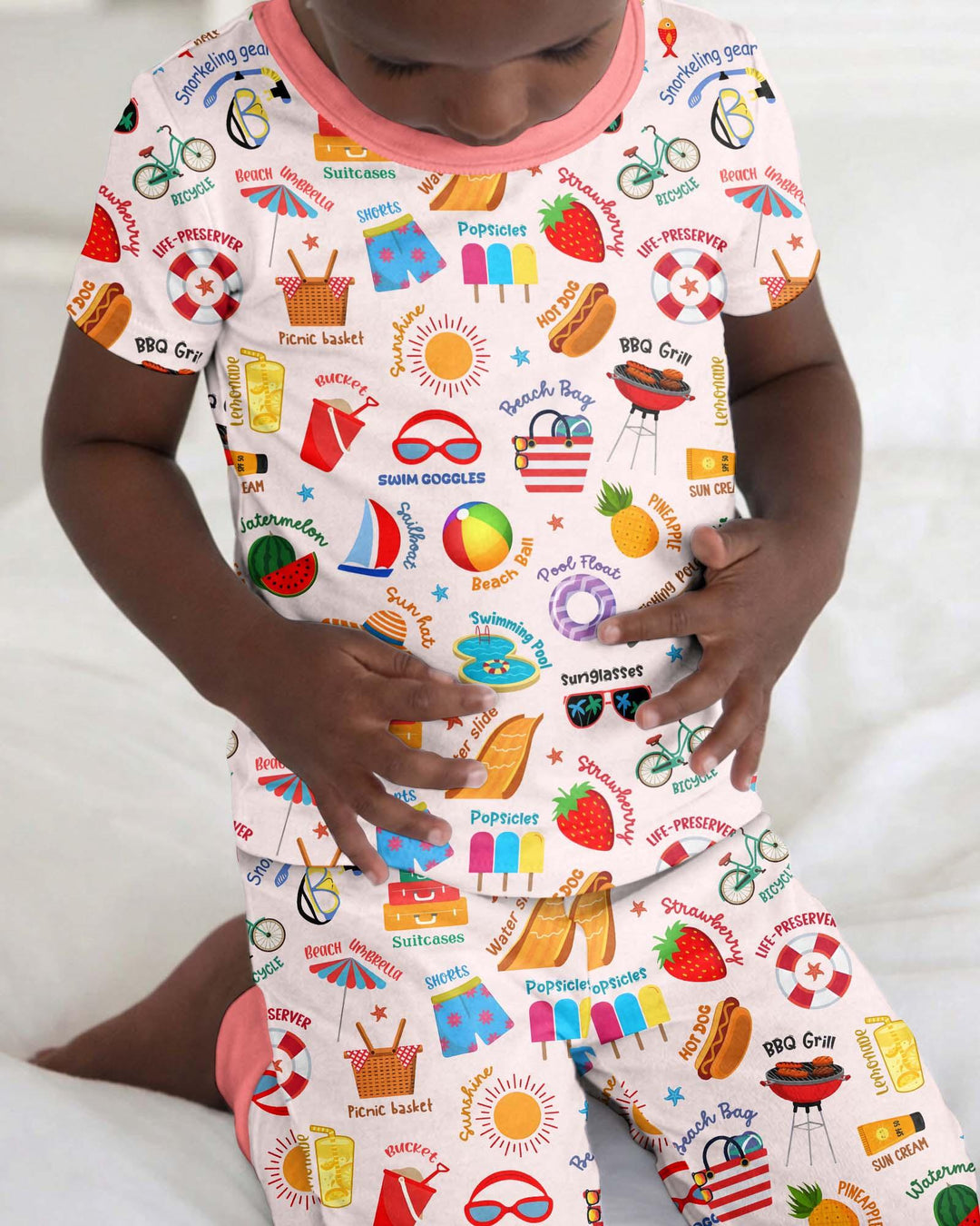Zweiteiliges, kurzärmliges Pyjama-Set mit Marienkäfern