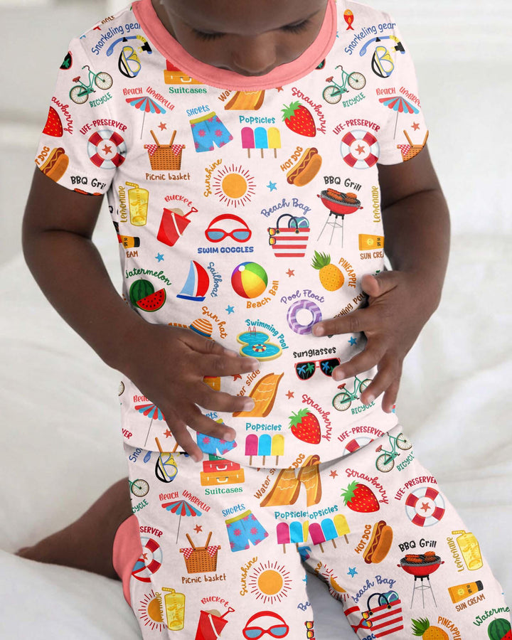 Zweiteiliges, kurzärmliges Pyjama-Set mit Marienkäfern