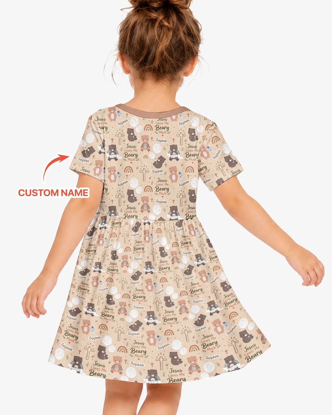 Custom Name Jesus Loves Me Beary Much Bamboo Twirl Dress