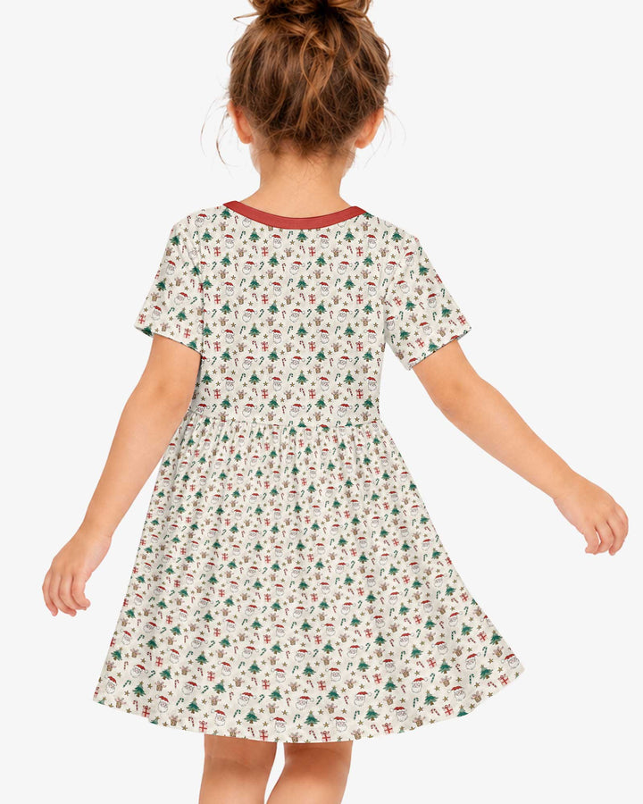 Snowy Santa Bamboo Twirl Dress
