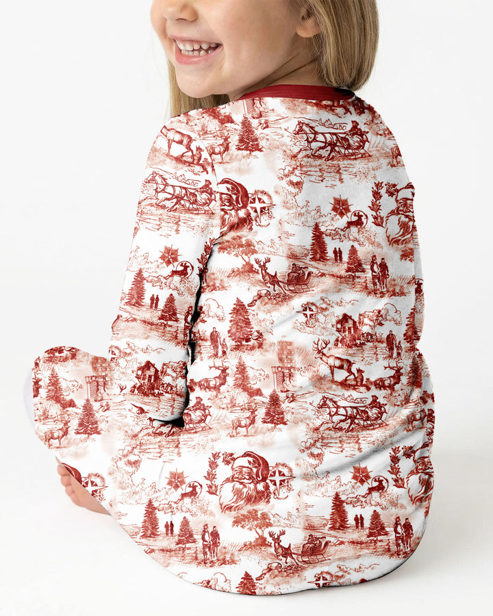 Merry Christmas Toile  Bamboo Two Piece Long Sleeve Pajama Set
