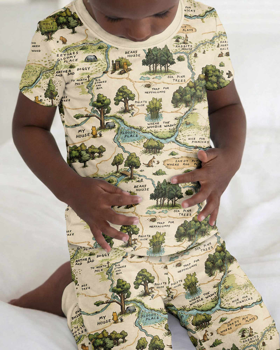 Classic Bear Maps Bamboo Two Piece Short Sleeve Pajama Set