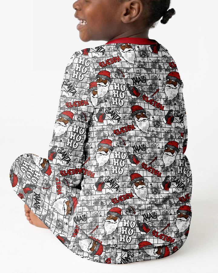 Santa Swag Christmas Bamboo Two Piece Long Sleeve Pajama Set