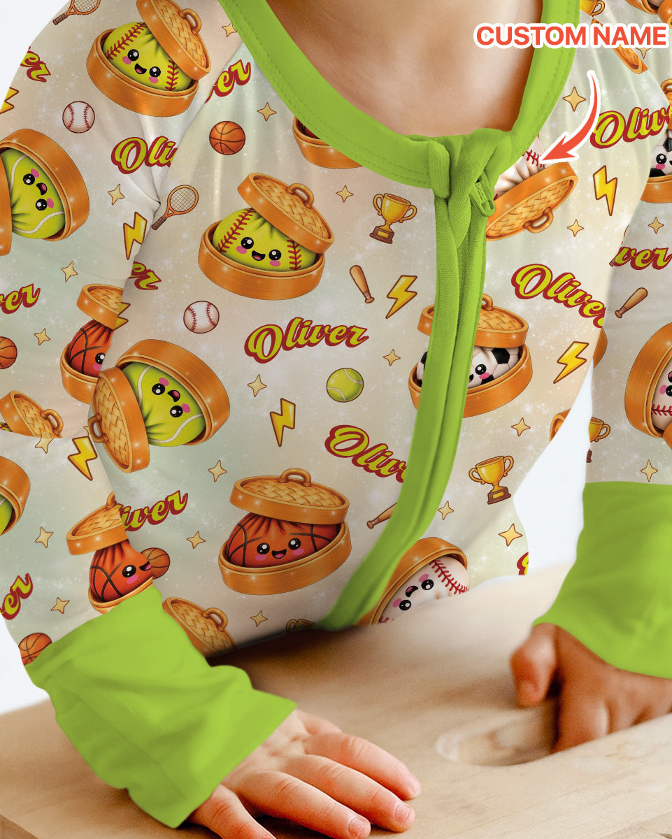 Custom Name Sports Dumpling Bamboo Convertible Zippy