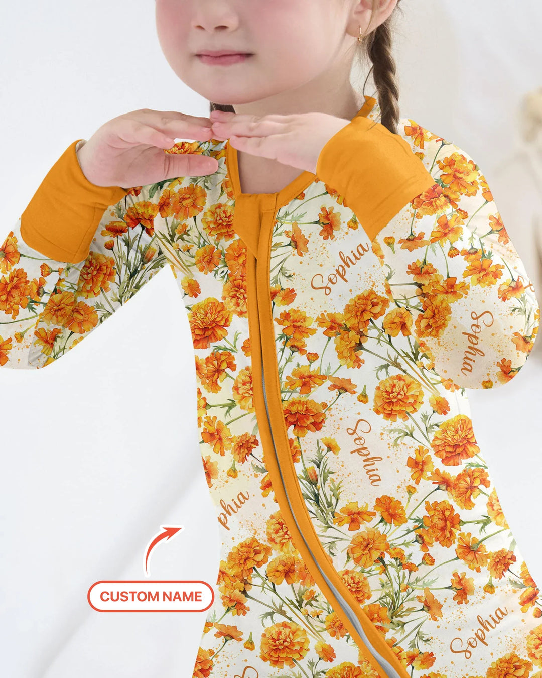 Custom Name Birth Month Flowers Bamboo Convertible Zippy