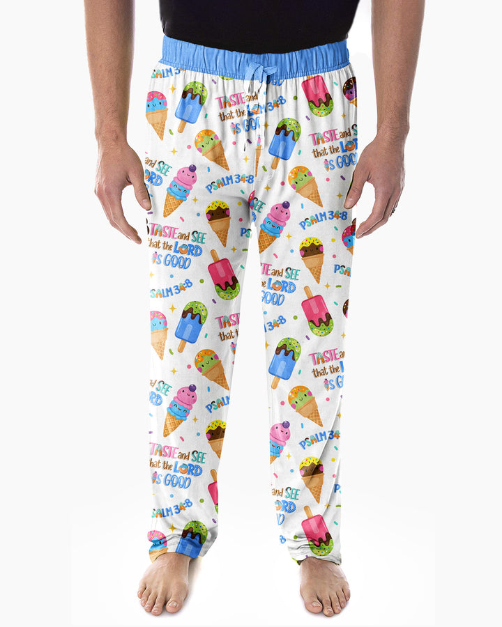 Jesus Summer Ice Cream Taste and See That The Lord Is Good Bamboo Men's Pajama Set