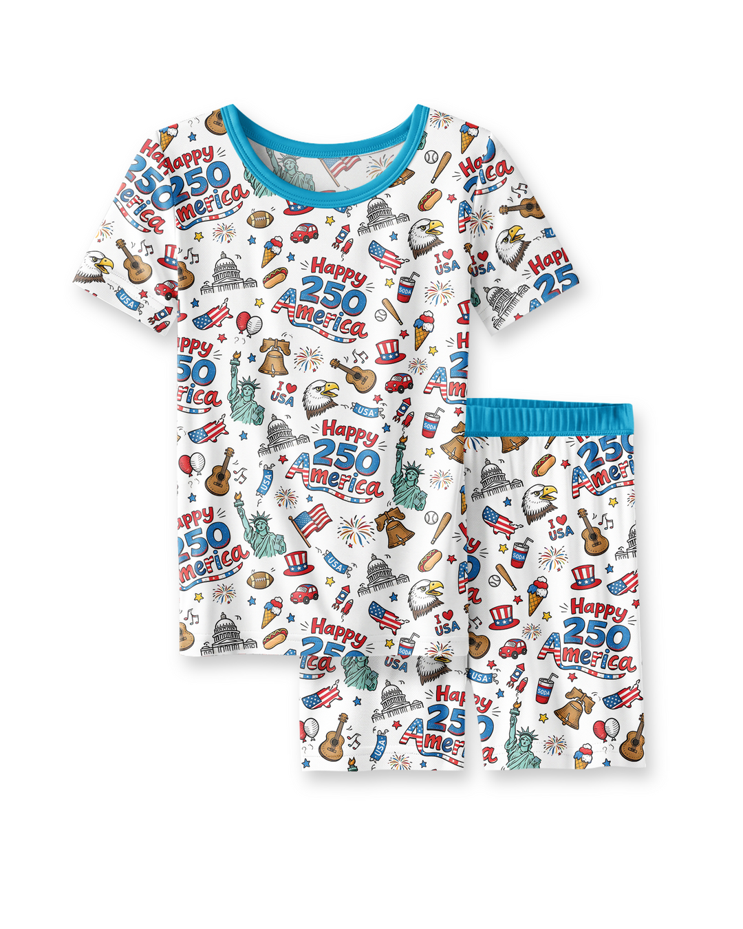 Template Zweiteiliges Pyjama-Set mit kurzen Ärmeln und Shorts