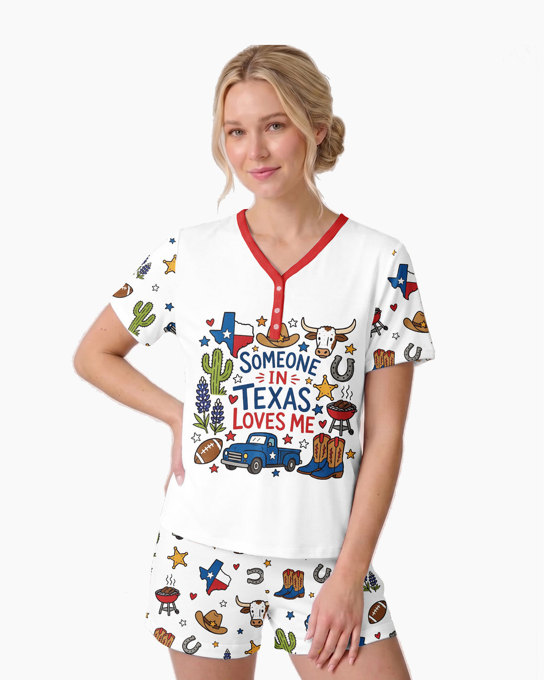 Someone in Texas Loves Me Bamboo Women Short Sleeve Short Pajama Set