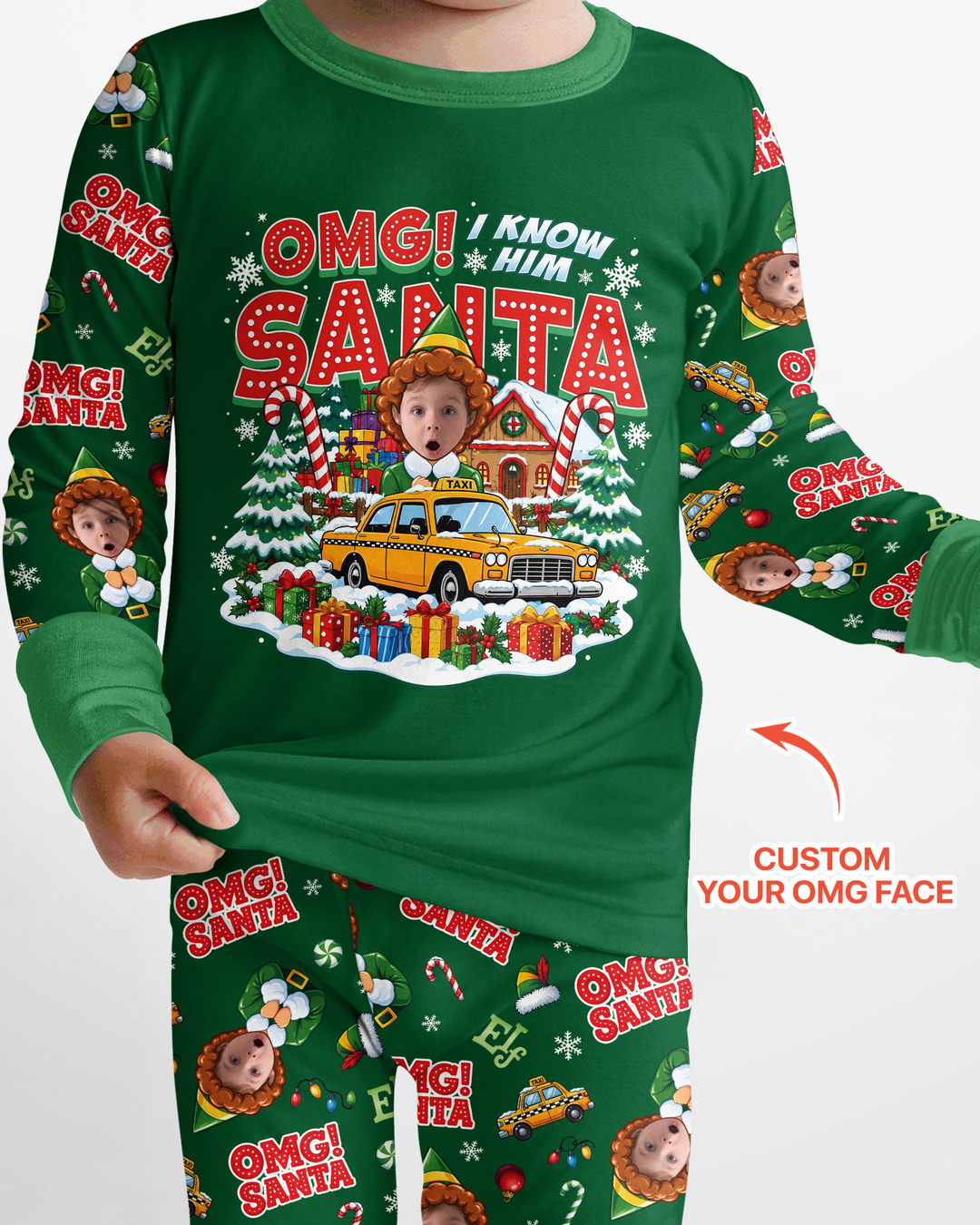 Custom Image OMG Santa Bamboo Two Piece Long Sleeve Pajama Set