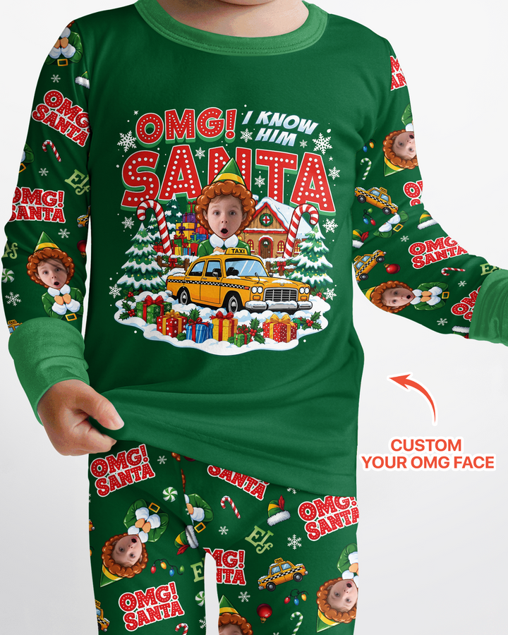 Custom Image OMG Santa Bamboo Two Piece Long Sleeve Pajama Set