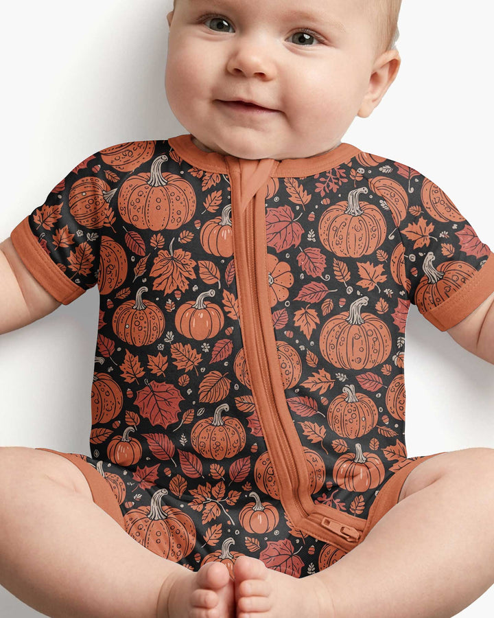 Retro Halloween Pumpkins Bamboo Shorty Zippy