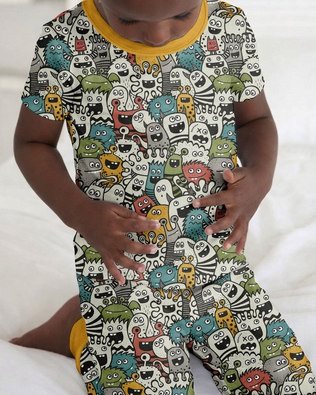Monsters And Friends Bamboo Two Piece Short Sleeve Pajama Set