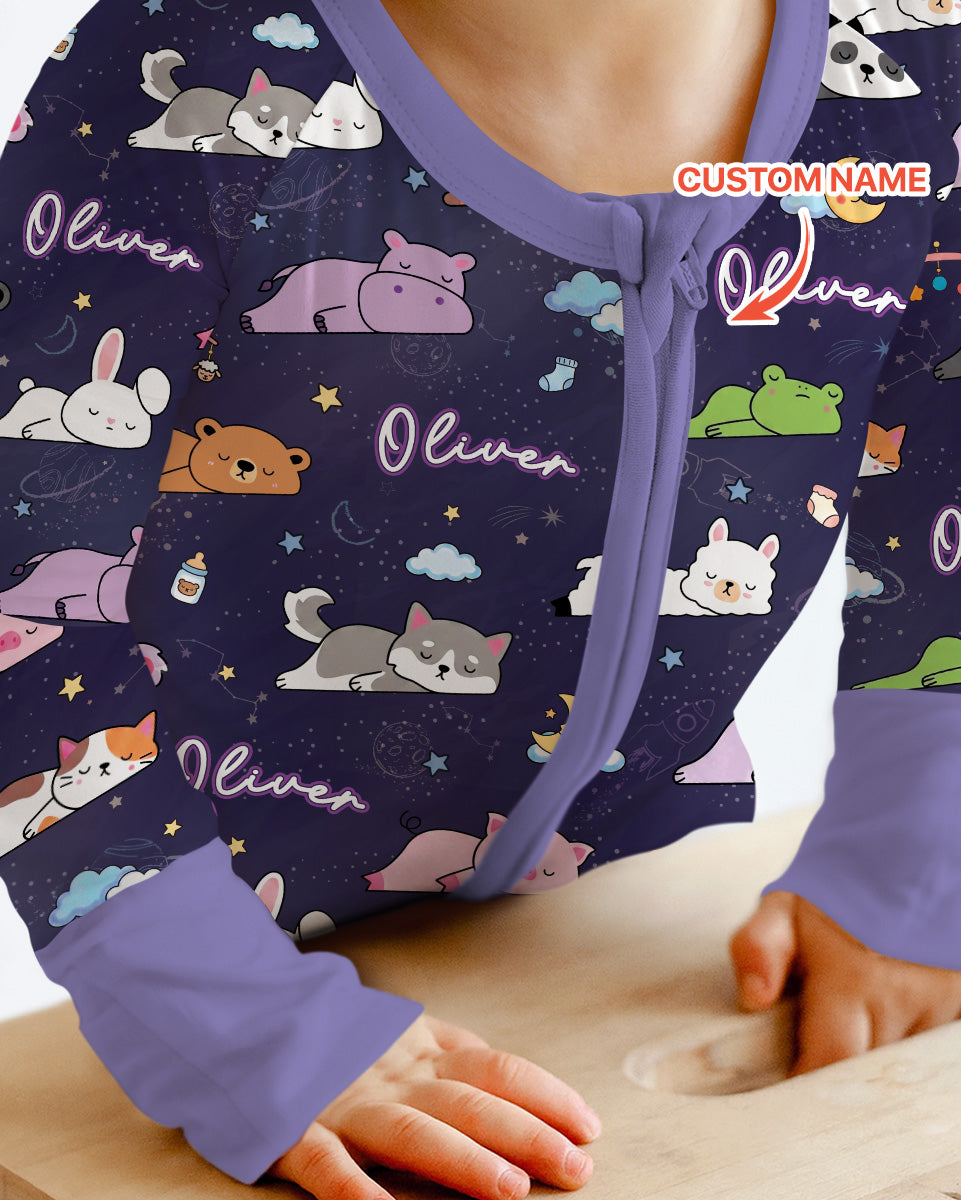 Custom Name Sleeping Cutie Bamboo Convertible Zippy