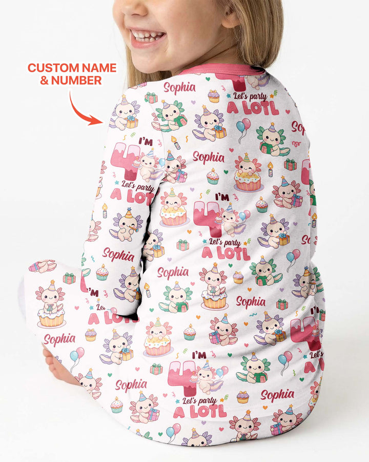 Personalized Birthday Lets Party A Lotl Bamboo Two Piece Long Sleeve Pajama Set