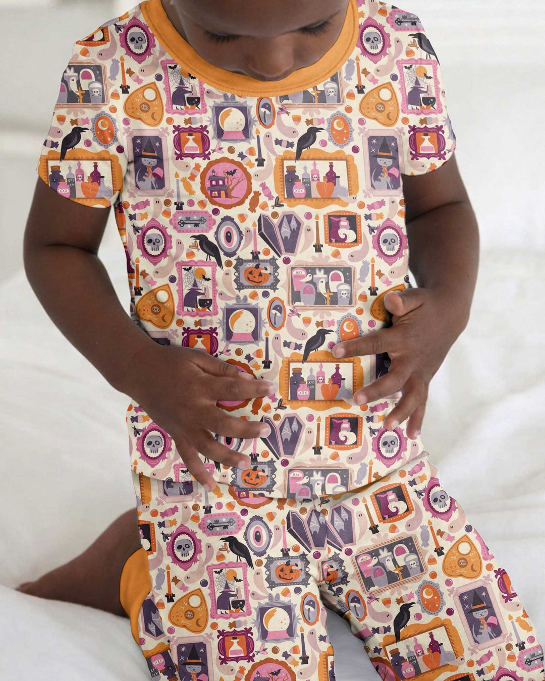 Spooky Portraits Bamboo Two Piece Short Sleeve Pajama Set