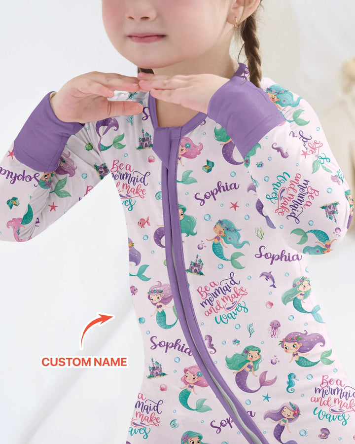 Custom Name Mermaid Make Waves Bamboo Convertible Zippy
