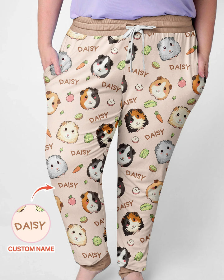 Individueller Name Süße Meerschweinchen Bambus Pyjama-Set für Damen