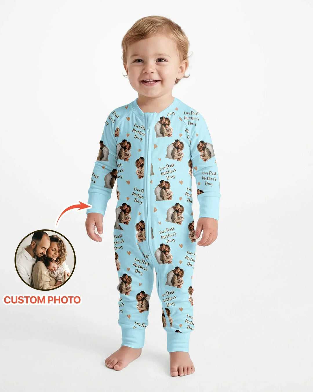 Gerippte Babykleidung mit individuellem Foto - Weich &amp; Skizzenhaft