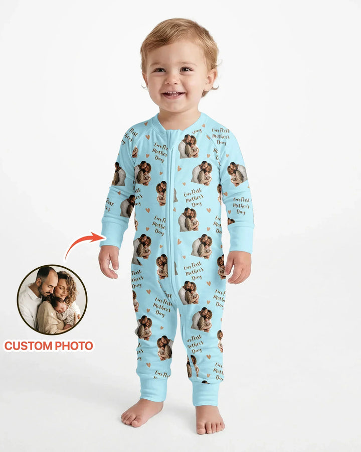 Gerippte Babykleidung mit individuellem Foto - Weich &amp; Skizzenhaft