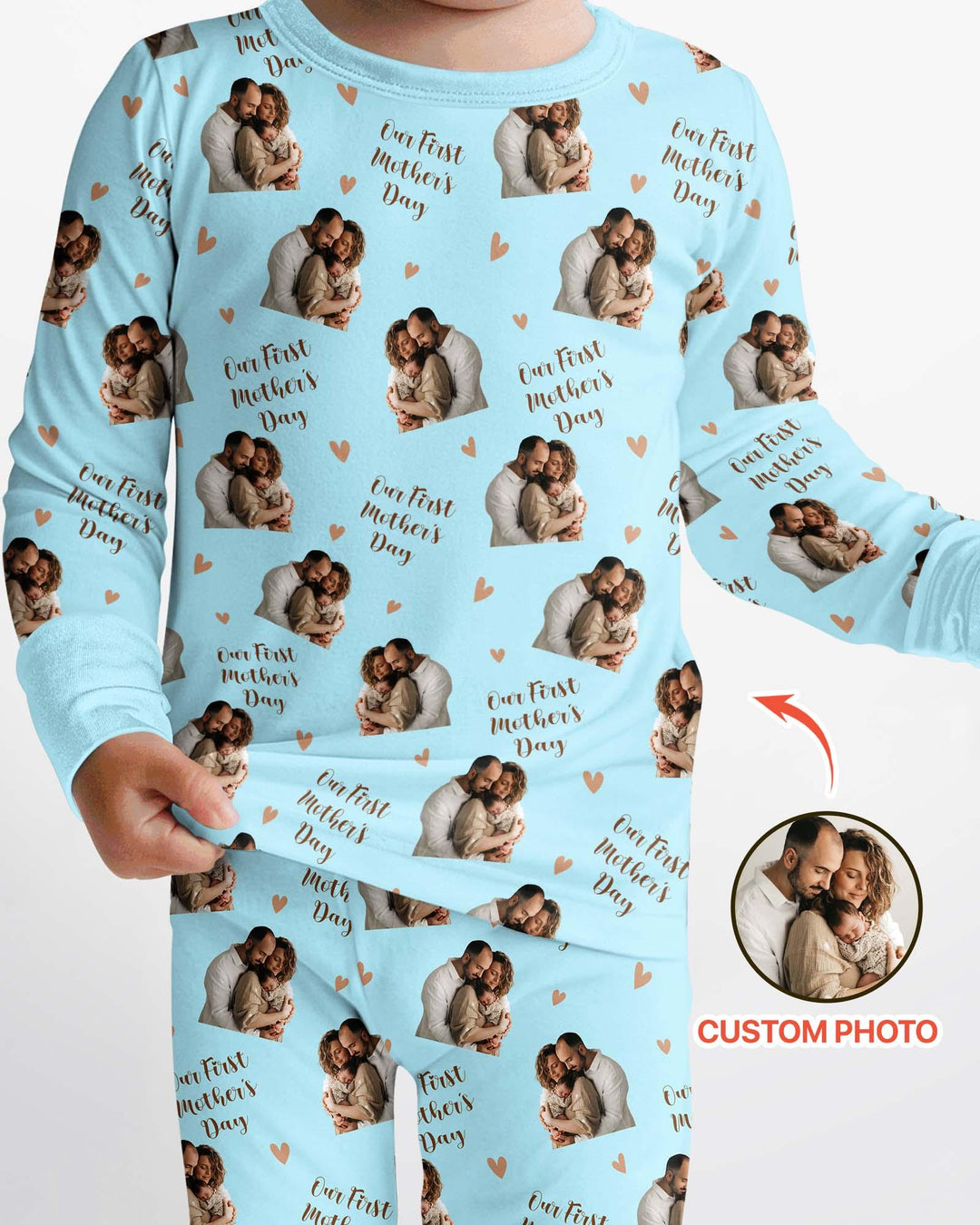 Custom Photo Our First as Parents Bamboo Two Piece Long Sleeve Pajama Set