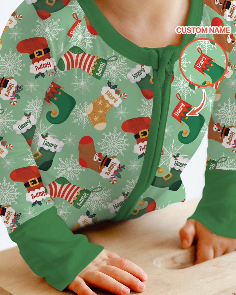 Personalize Christmas Crew Family Matching  Bamboo Convertible Zippy