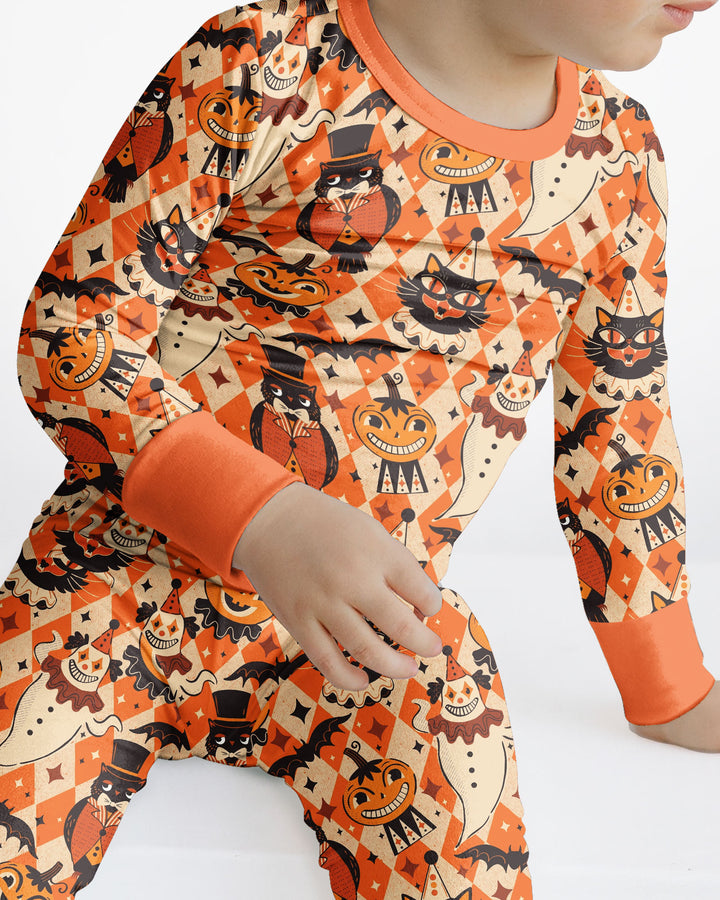 Vintage Halloween Carnival Bamboo Two Piece Long Sleeve Pajama Set
