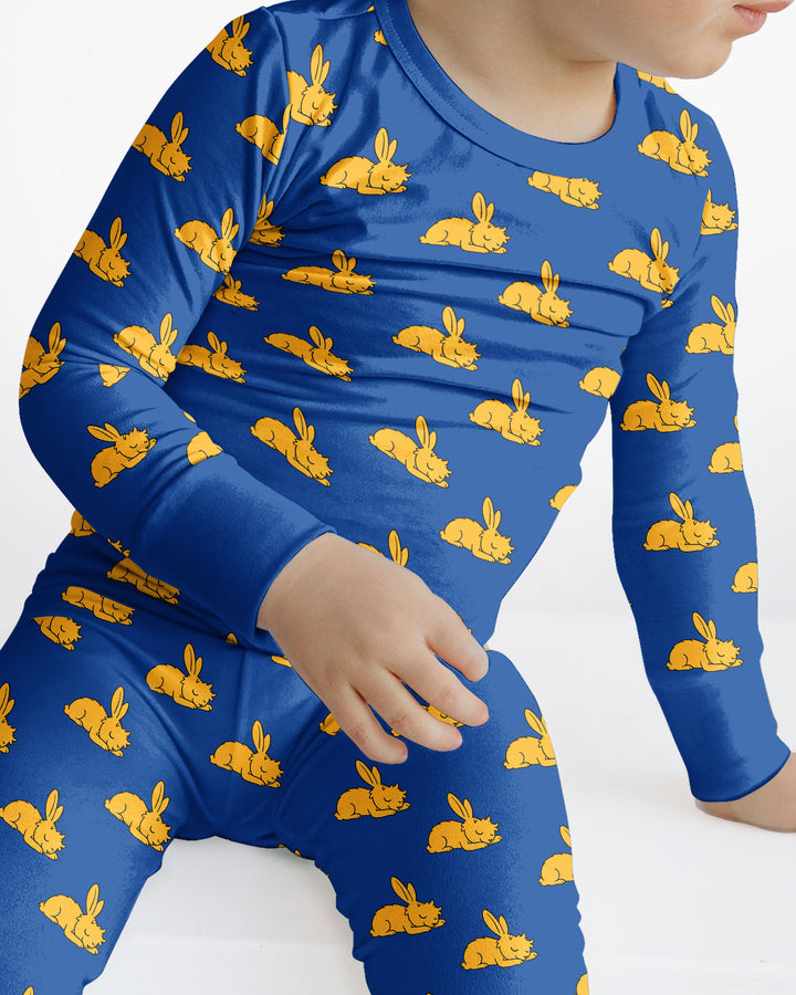 Sleepy Golden Bunnies Bamboo Two Piece Long Sleeve Pajama Set