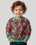 Retro Halloween Monsters Ghost Pumpkin Mummy Bamboo Crewneck Sweatshirt