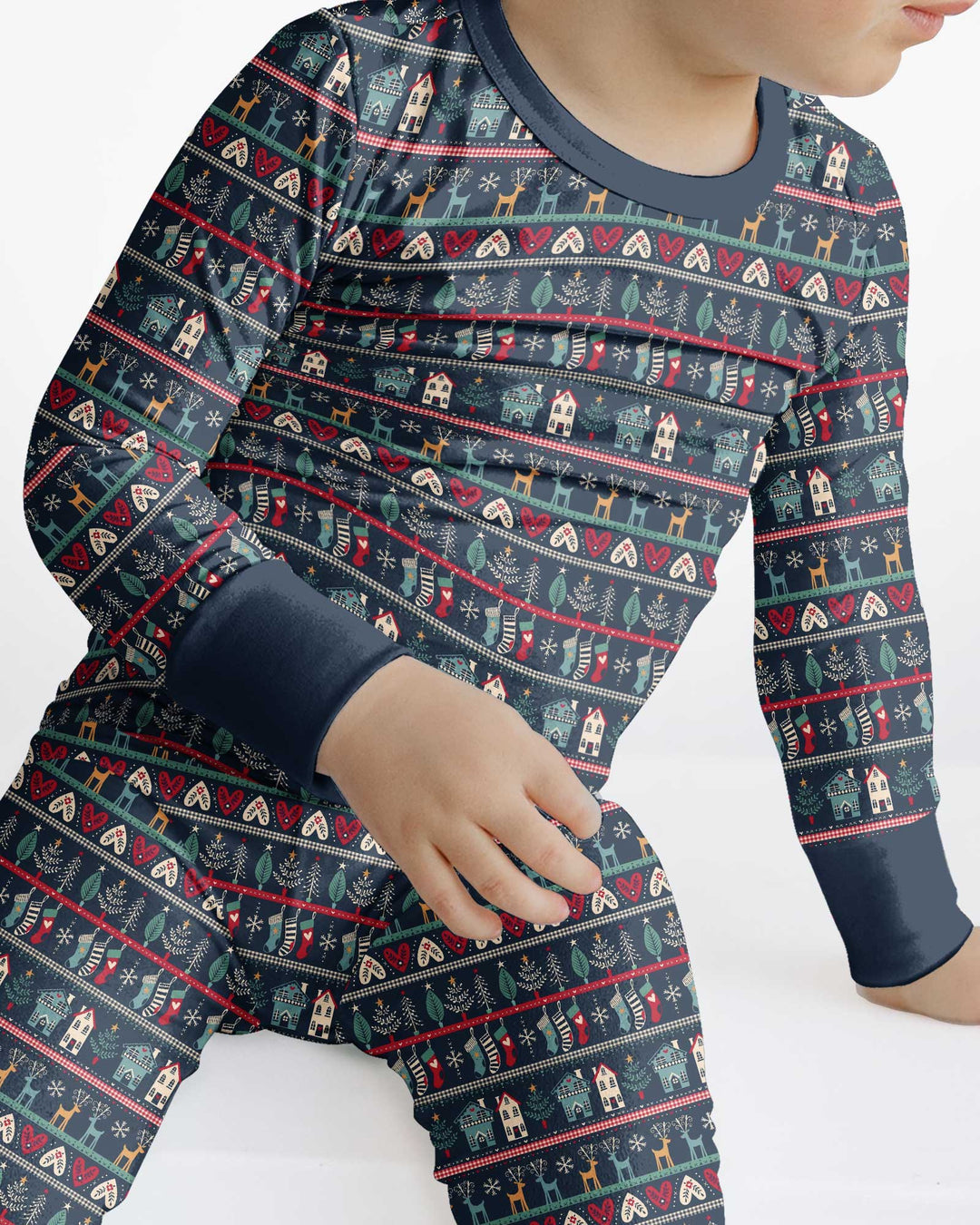 Vintage Nordic Christmas Bamboo Two Piece Long Sleeve Pajama Set