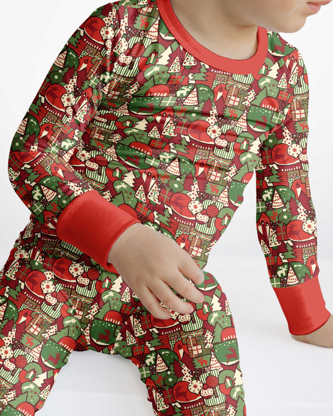 Christmas Time Mosaic Bamboo Two Piece Long Sleeve Pajama Set