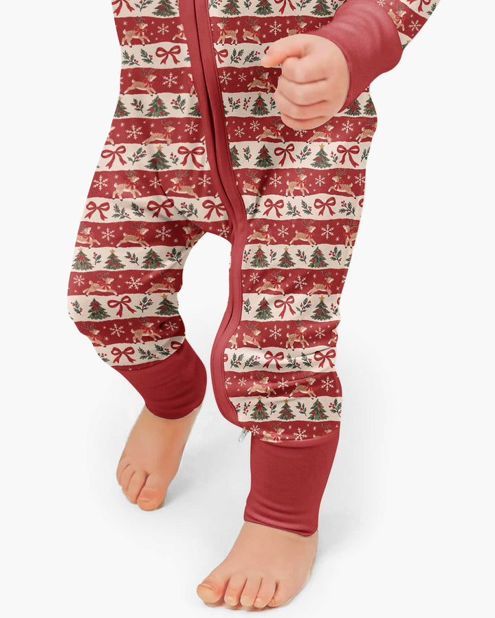 Vintage Reindeer Christmas Stripes Bamboo Convertible Zippy