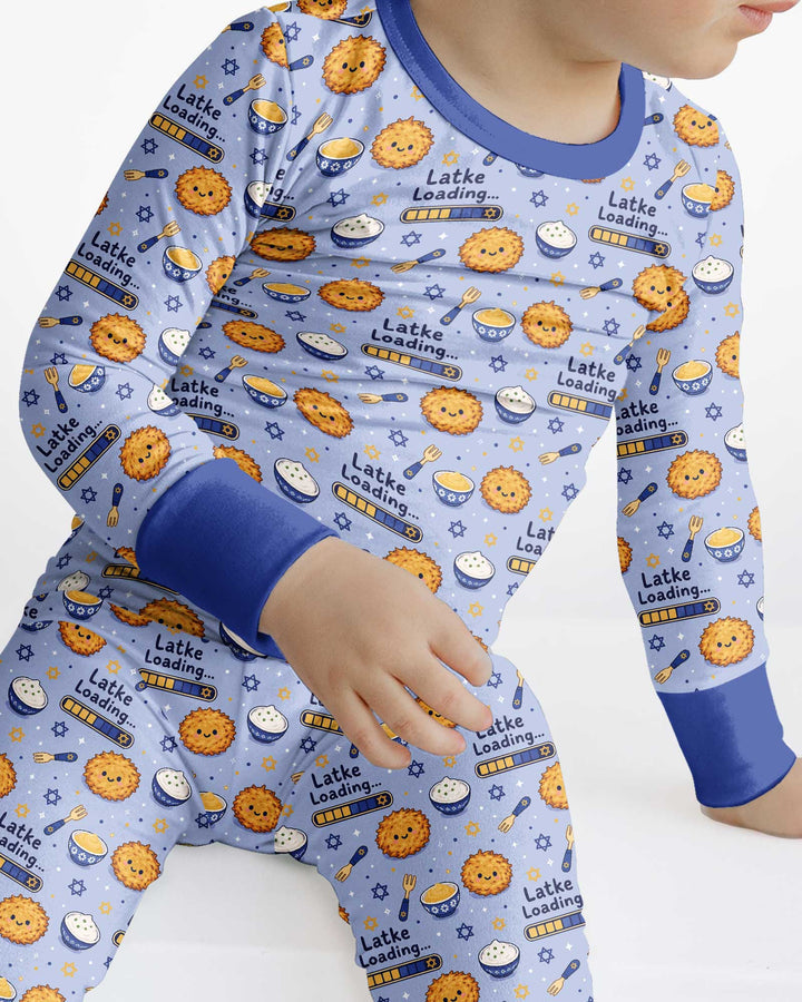 Latke For Hanukkah Bamboo Two Piece Long Sleeve Pajama Set
