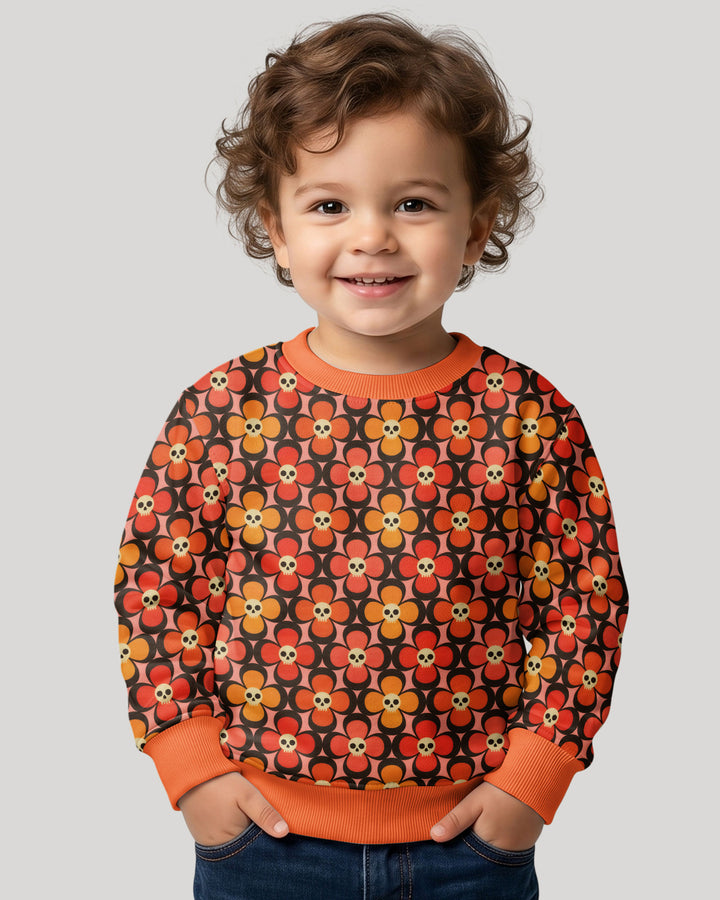 Retro Skull Flower Halloween Bamboo Crewneck Sweatshirt