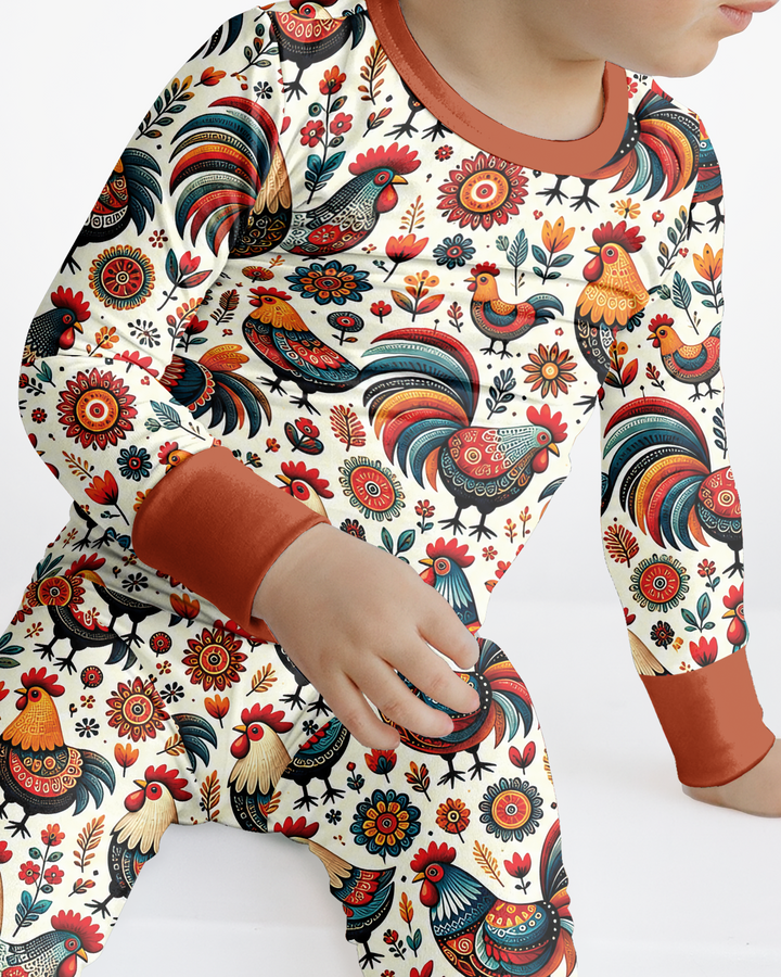 Country Chickens Bamboo Two Piece Long Sleeve Pajama Set