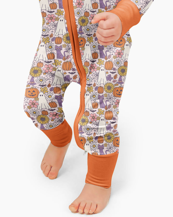Ghost Pumpkin Fall Floral Halloween Bamboo Convertible Zippy