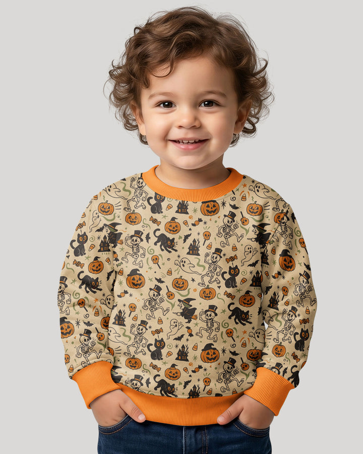 Vintage Skeleton Pumpkin Halloween Bamboo Crewneck Sweatshirt