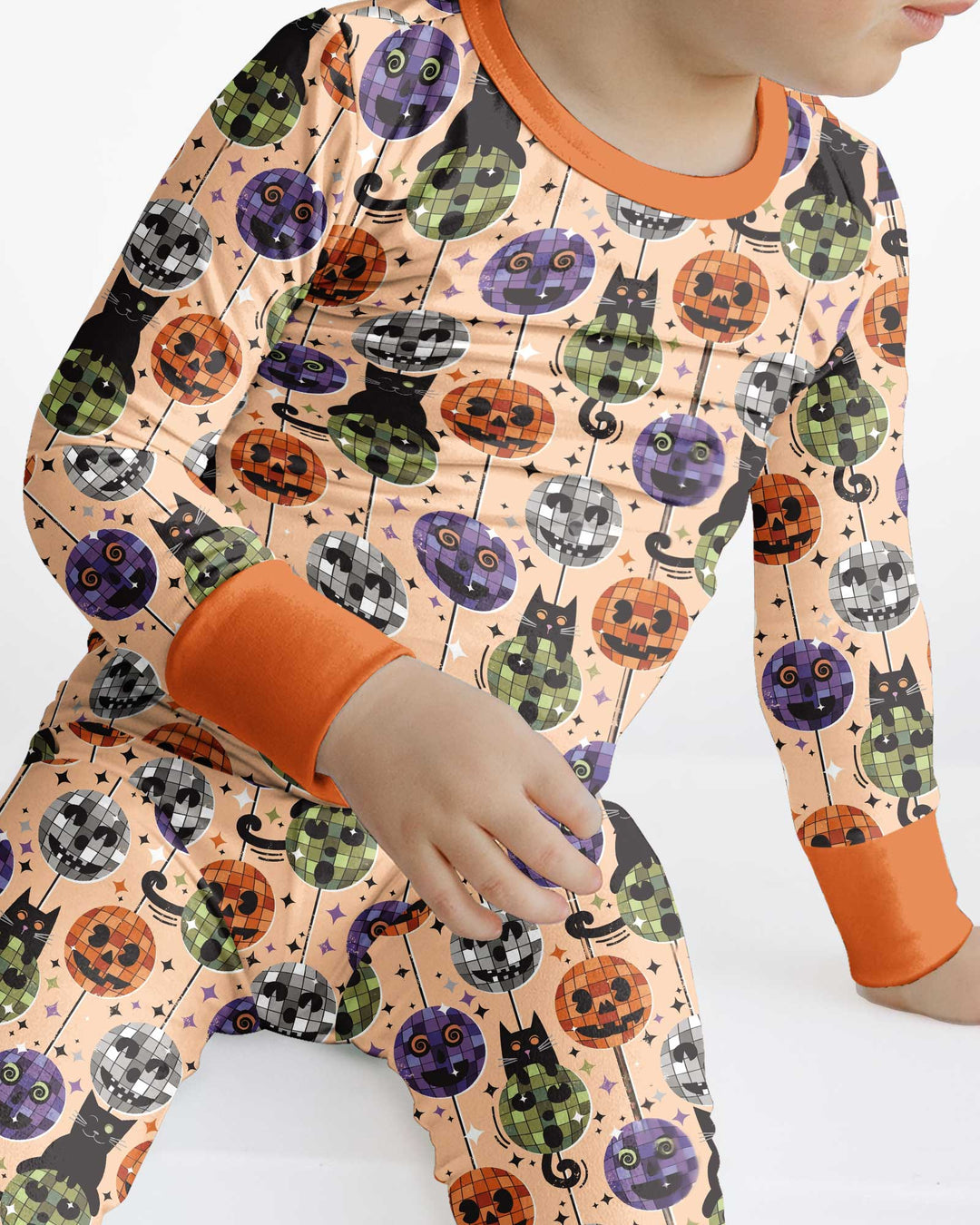 Groovy Halloween Disco Cat Bamboo Two Piece Long Sleeve Pajama Set