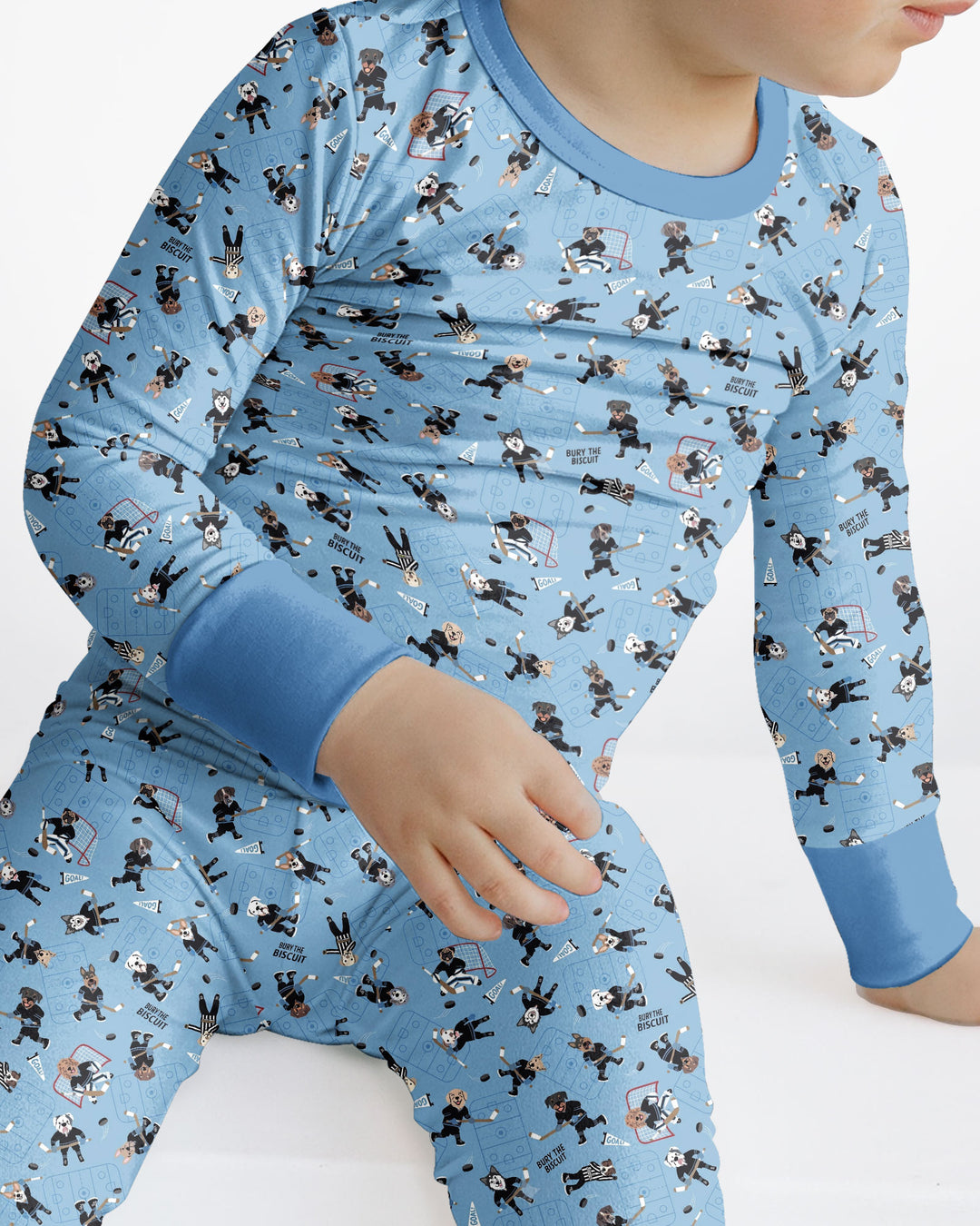 Hockey Dogs - Blue and Black Bamboo Two Piece Long Sleeve Pajama Set