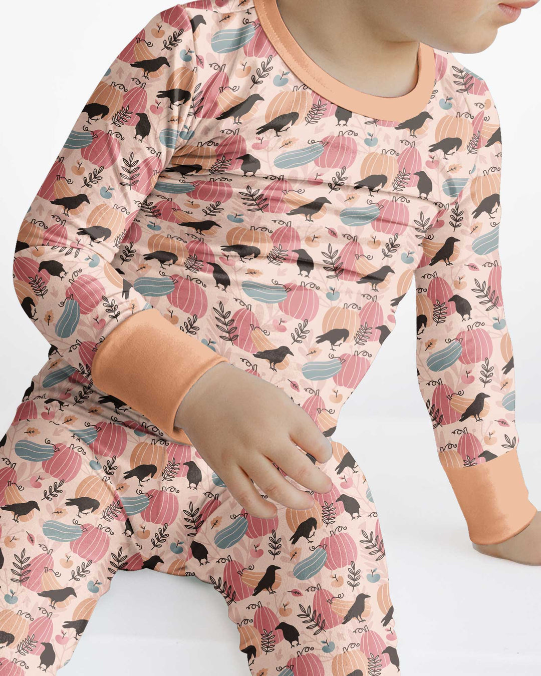Pastel Pumpkin Patch Bamboo Two Piece Long Sleeve Pajama Set