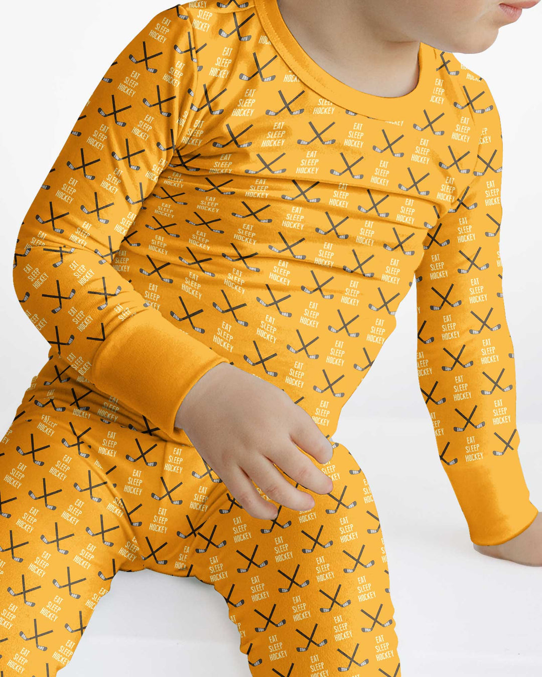 Eat Sleep Hockey Bamboo Two Piece Long Sleeve Pajama Set