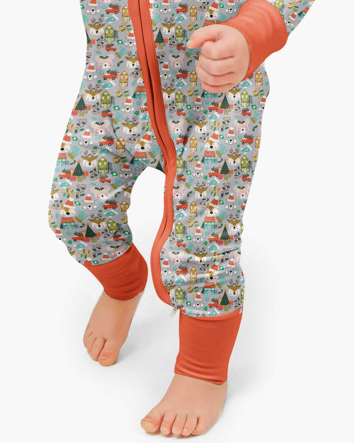 Christmas Woodland Deer Fox Bear Bamboo Convertible Zippy