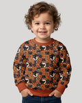 Vintage Halloween Black Cat Pumpkin Bamboo Crewneck Sweatshirt