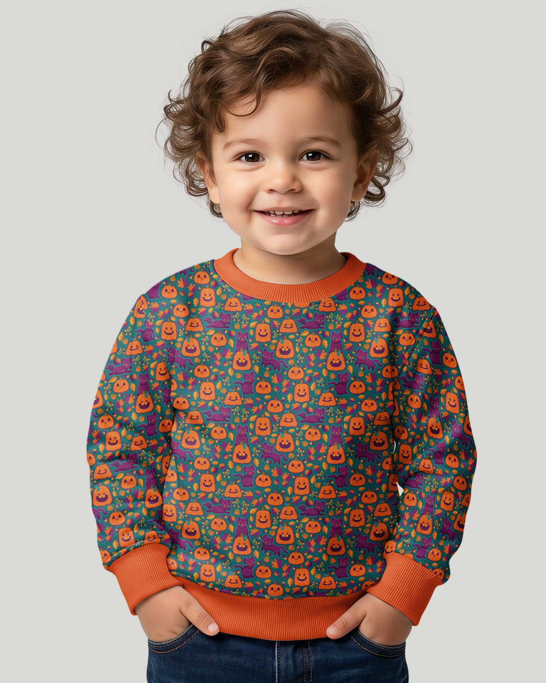 Cats and Pumpkins Bamboo Crewneck Sweatshirt