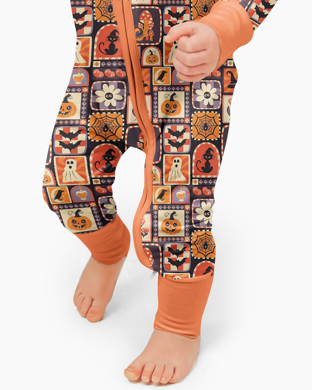 Retro Halloween Patchwork Icons Bamboo Convertible Zippy