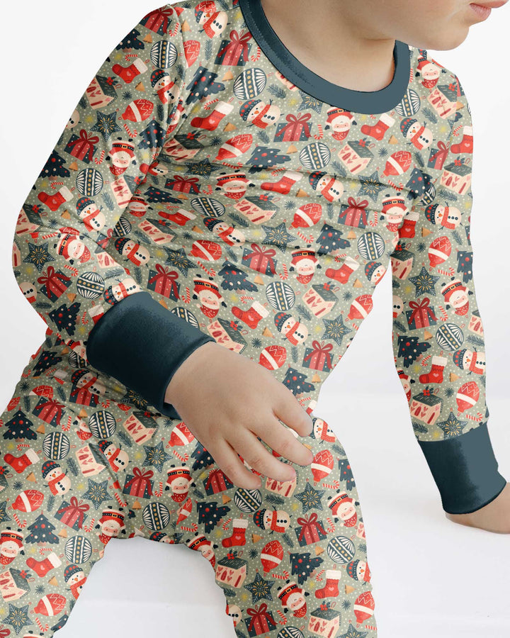 Christmas Ornaments Bamboo Two Piece Long Sleeve Pajama Set