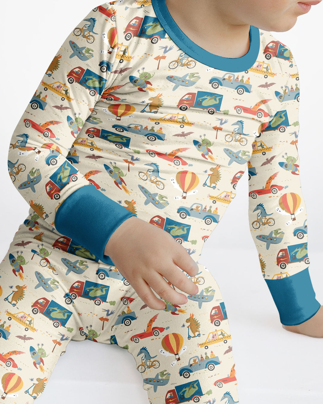Monsters on the Move Bamboo Two Piece Long Sleeve Pajama Set